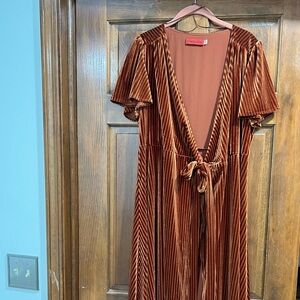 Velvet orange maxi dress